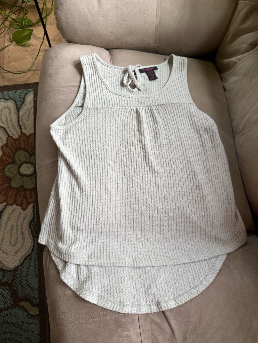 Canyon Creek Light Grey Sleeveless Waffle Knit Tunic with tie back - Picture 1 of 3